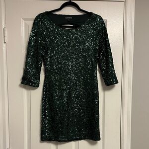 Express Emerald Sequin Dress – Retro Y2K Sparkle 💖